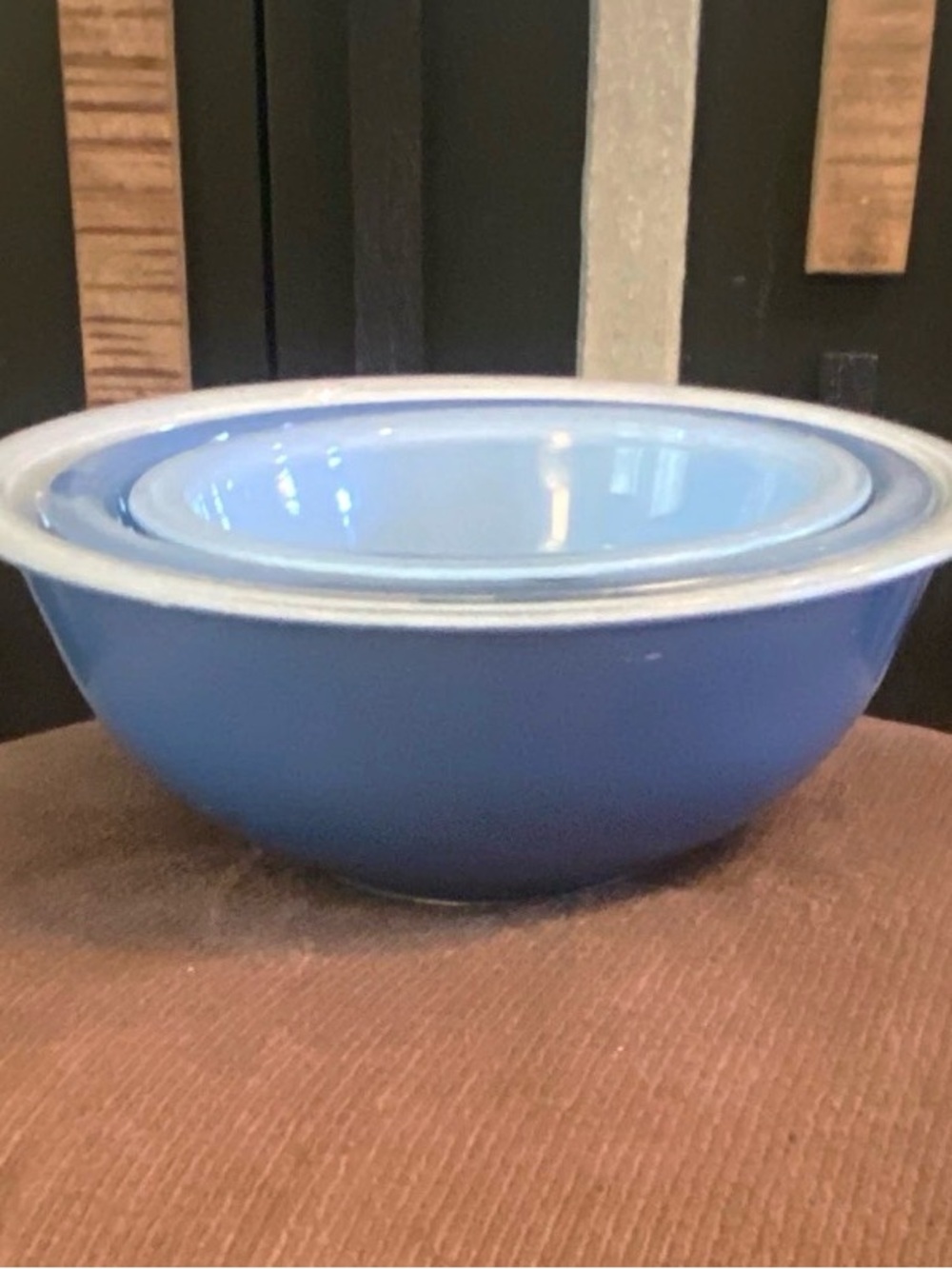 Vtg Pyrex Moody Blues Clear Bottom Nesting Mixing Bowl Set of 3 #322, #323, #325